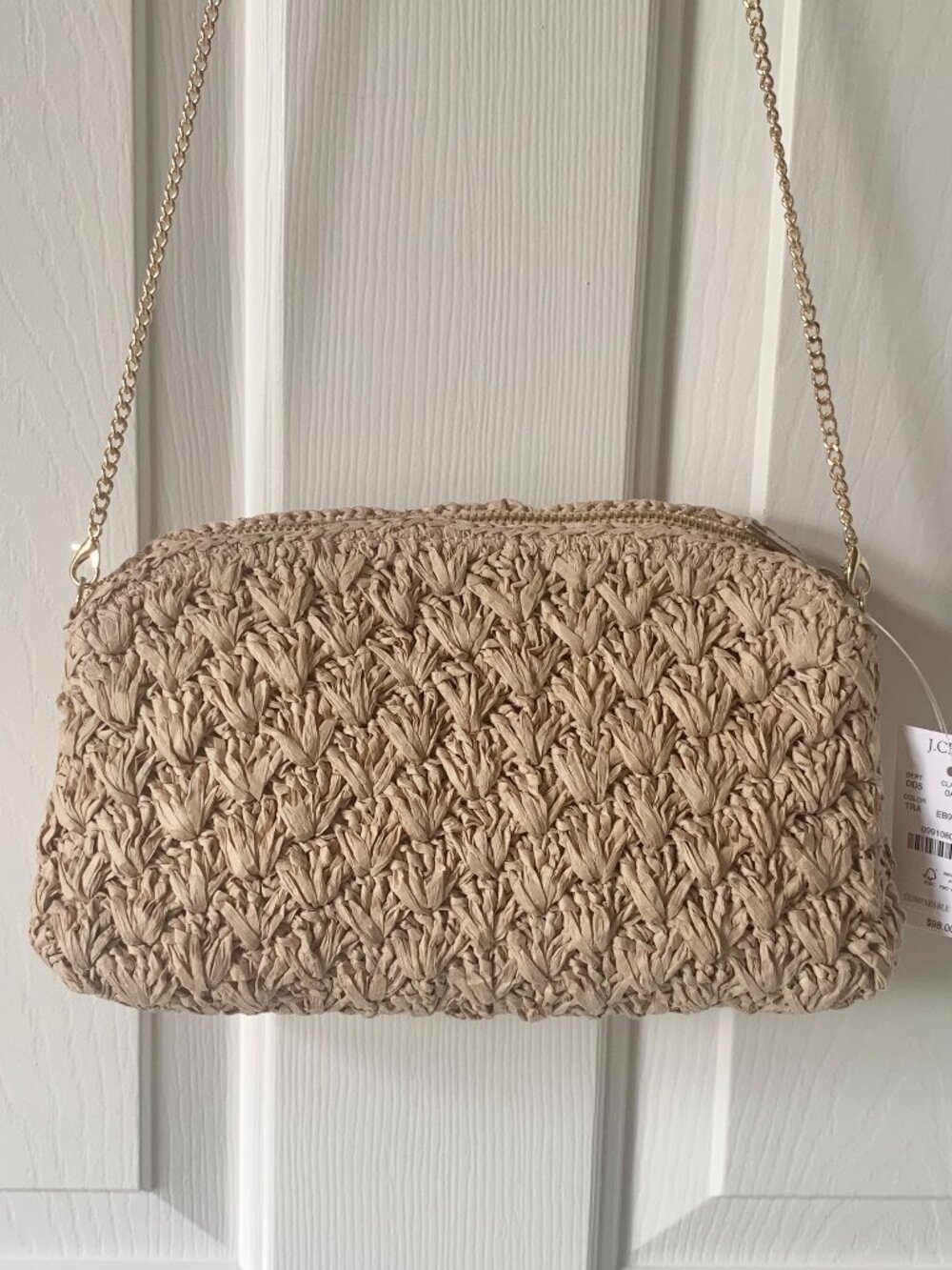 NWT J. Crew Factory Woven Clutch, Light Tan, One Size - Picture 6 of 13
